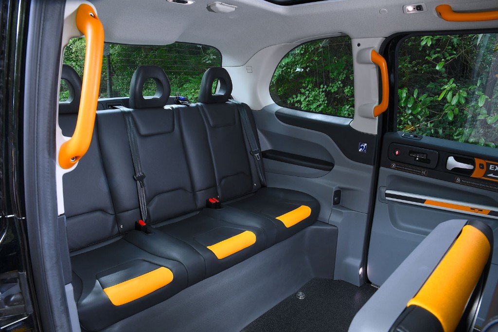 Spacious rear seats inside a Hackney carriage taxi